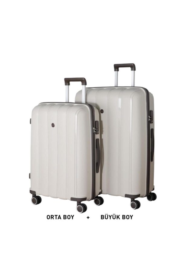 MÇS 305 İKİLİ SET POLİPROPİLEN KIRILMAZ VALİZ BÜYÜK ORTA