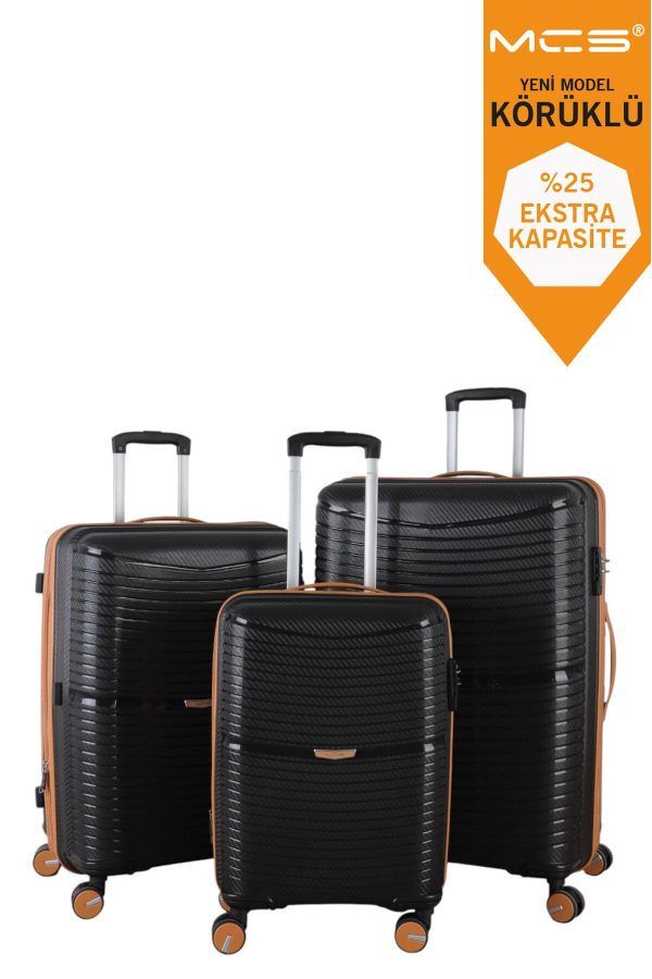 MÇS 379 KÖRÜKLÜ KIRILMAZ POLİPROPİLEN 3 LÜ SET VALİZ